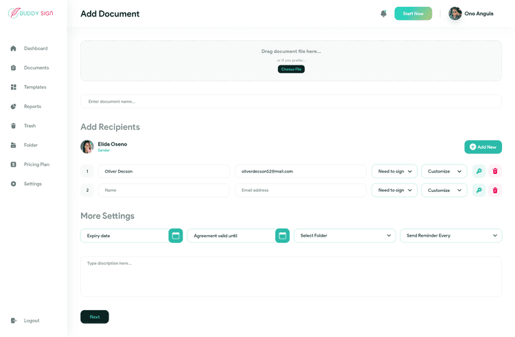 Buddy Sign Send for Signature
