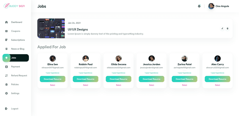 View Applied Job Screenshot