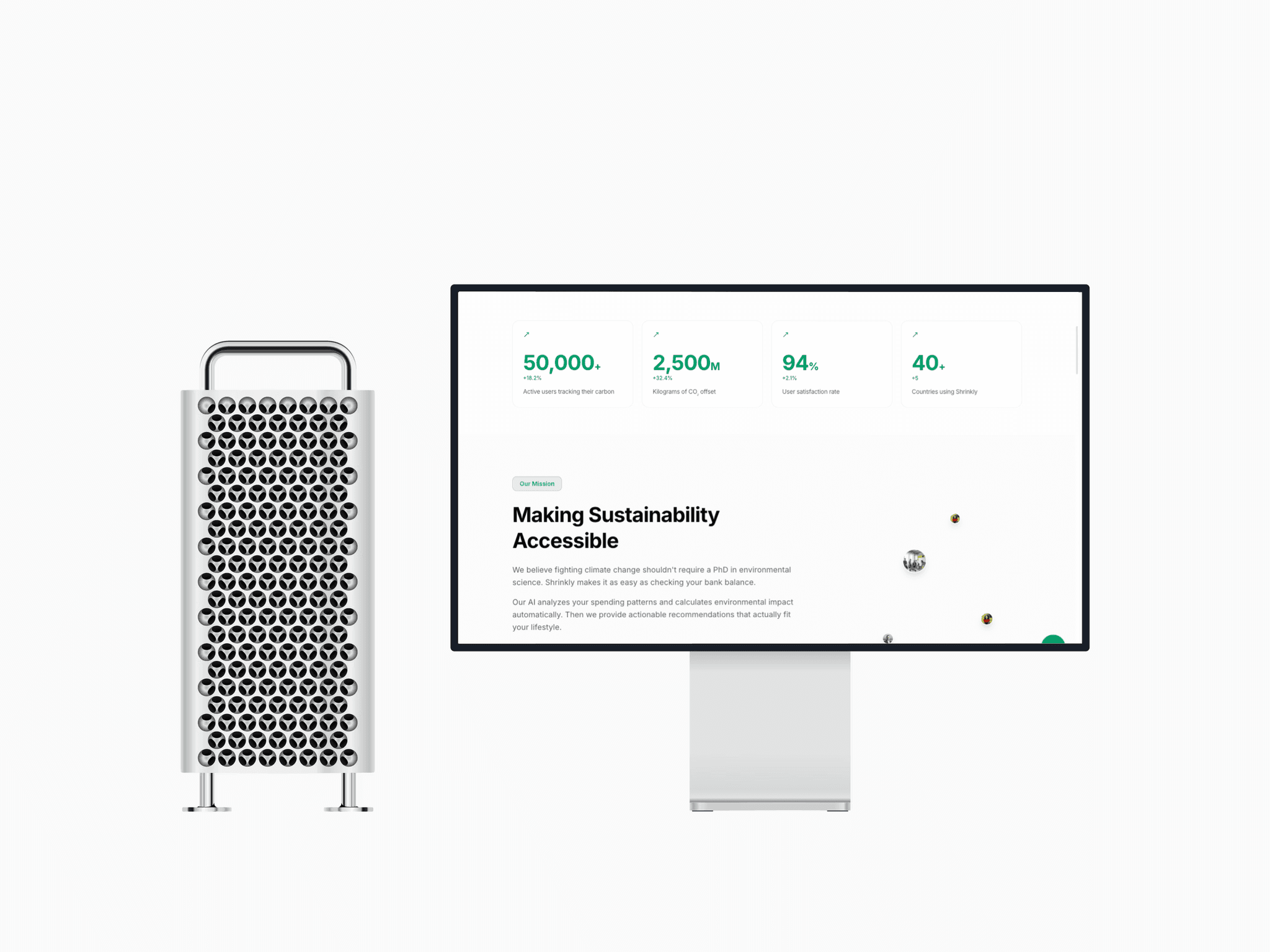 Mac Pro showing Shrinkly stats and mission section