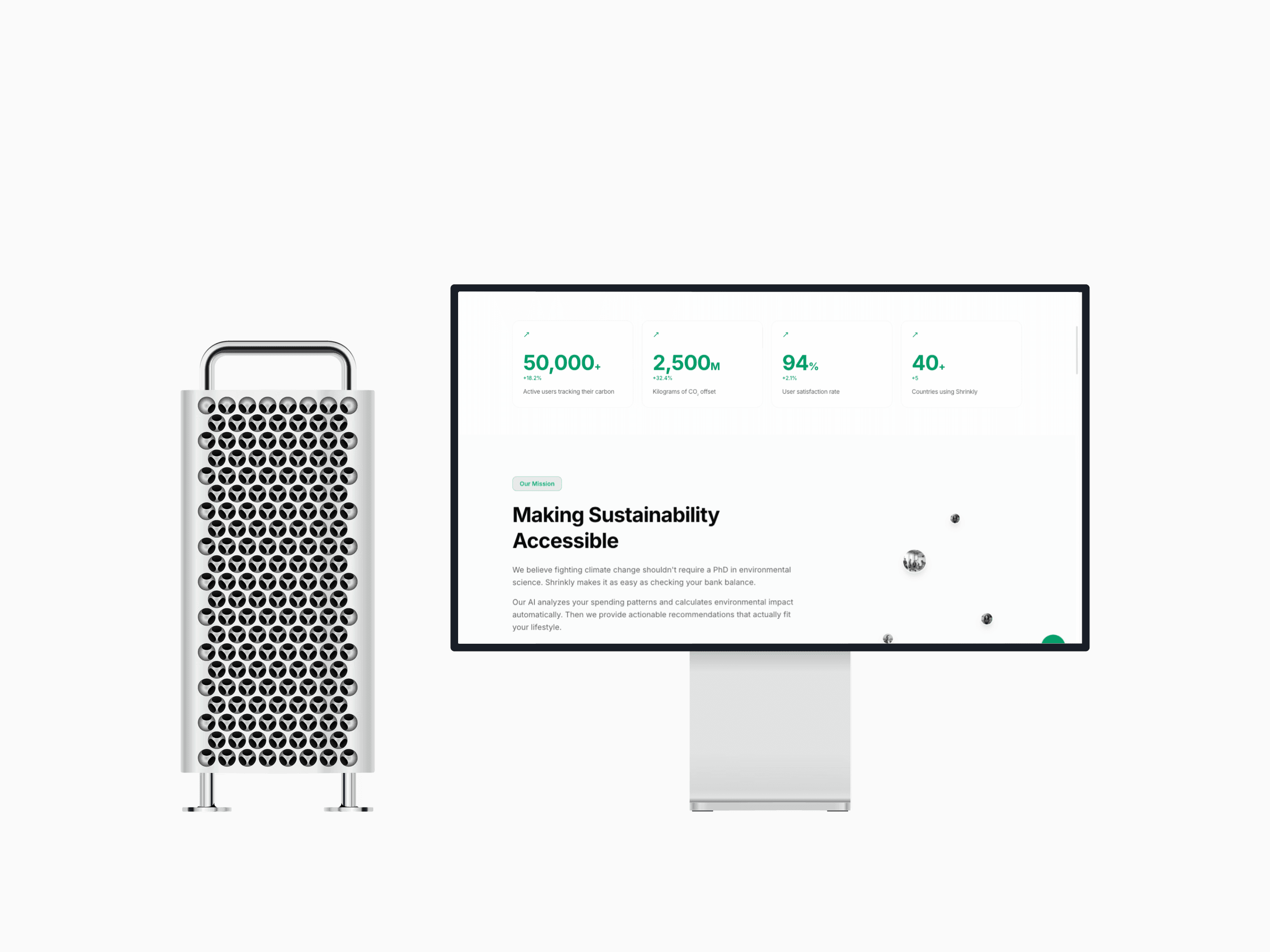 Mac Pro showing Shrinkly stats and mission section