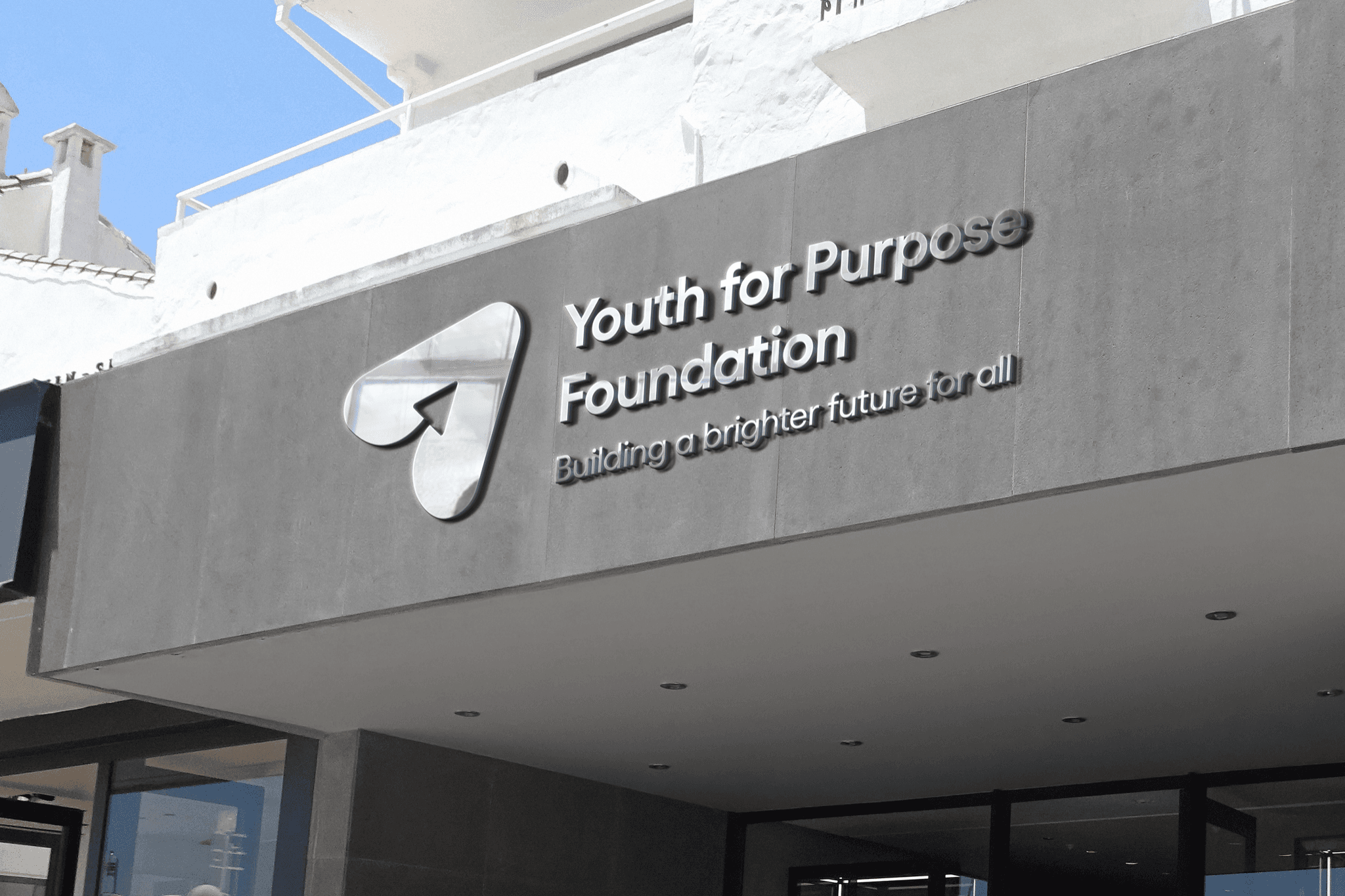 Youth For Purpose Logo on Building Signage