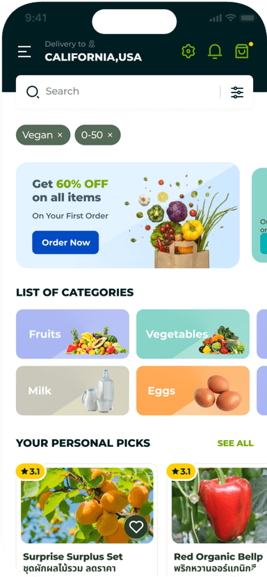 HappyGrocers Home Screen