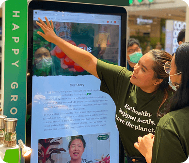 Happy Grocers digital kiosk display