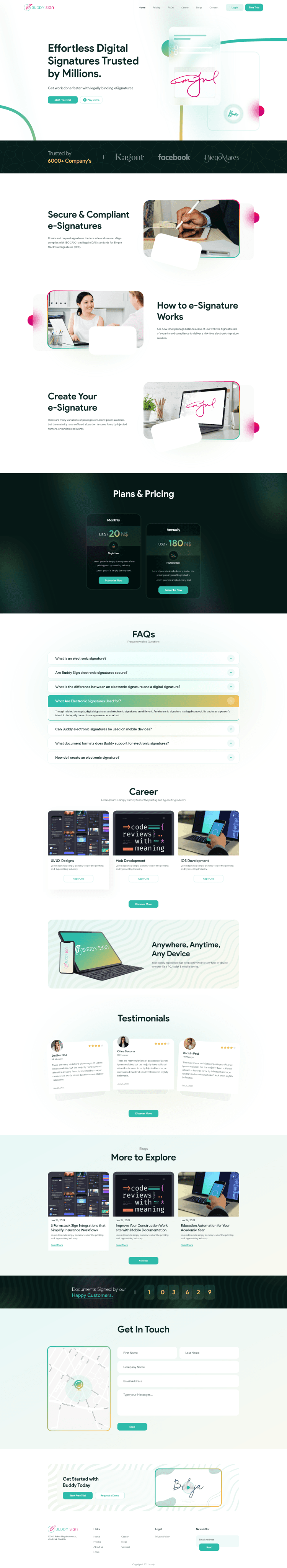 Buddy Sign Landing Page Screen Content