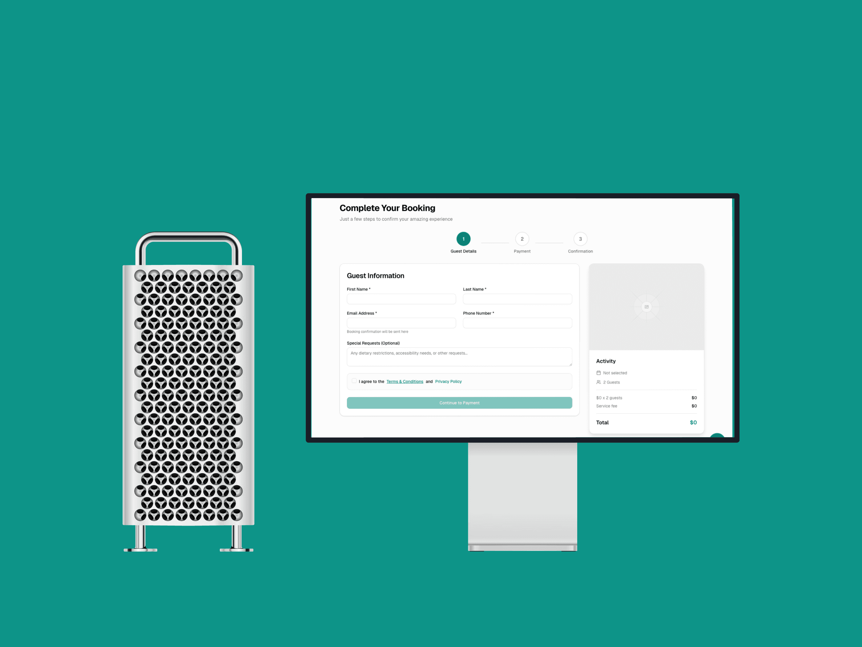 Mac Pro showing GoTwende booking checkout flow