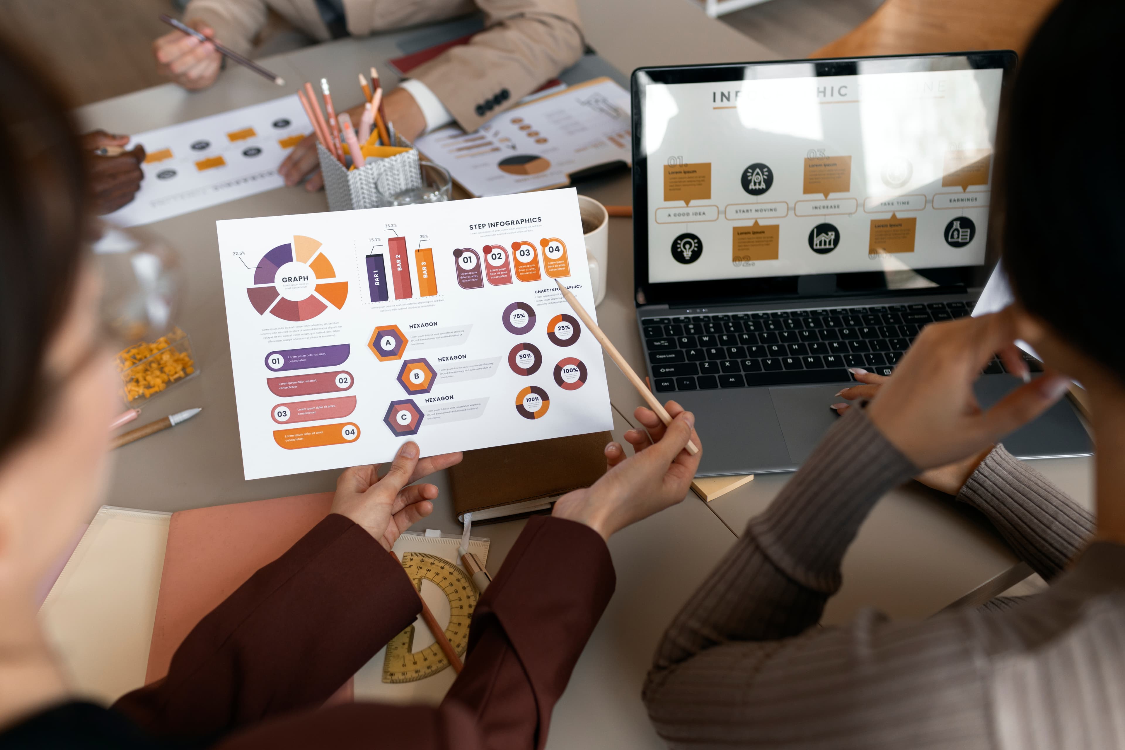 Creative team working together in modern office